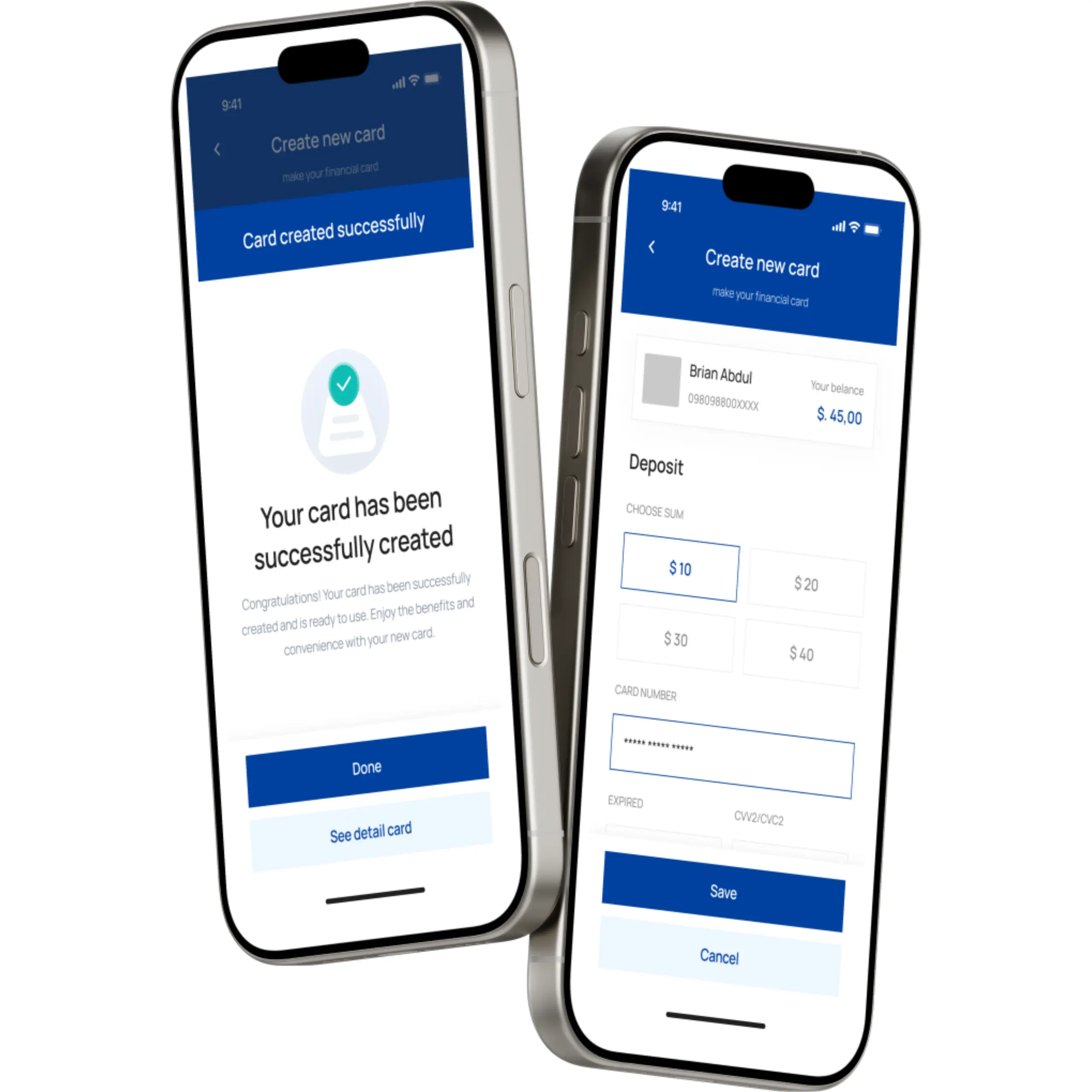 Hybrid Mobile App Payment Transfer mockup